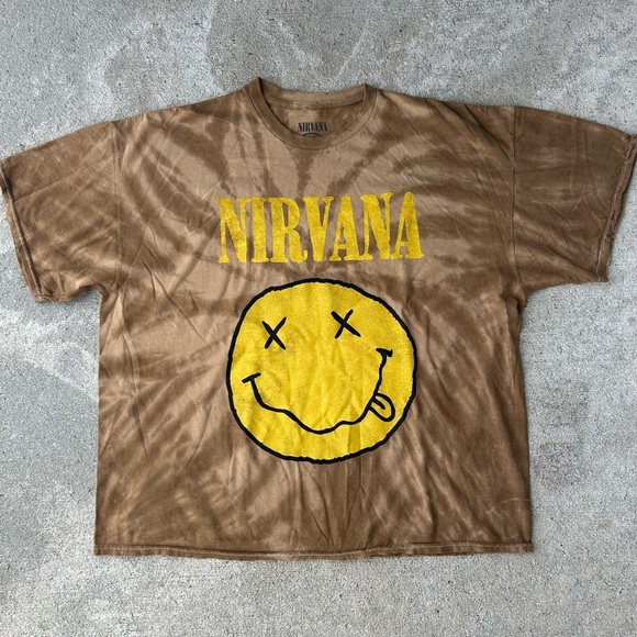 NIRVANA Brown T-Shirt with Yellow Graphic - Picture 1 of 6